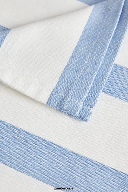 Zara аксесоари 66FT1667 унисекс раирани памучни салфетки (комплект от 2) син