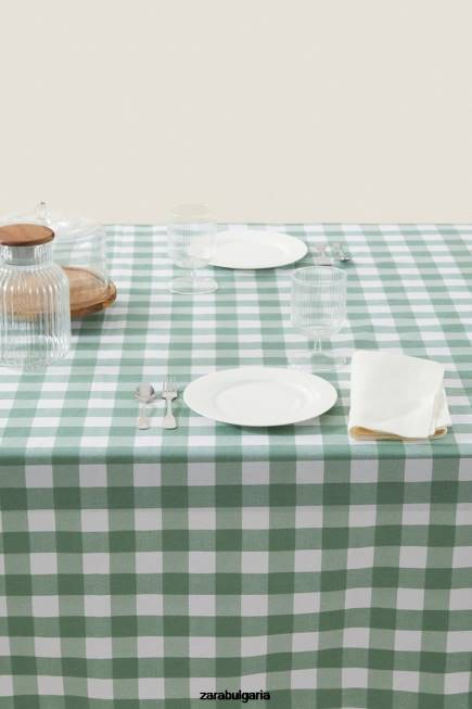 Zara аксесоари 66FT1669 унисекс смола карирана покривка зелено