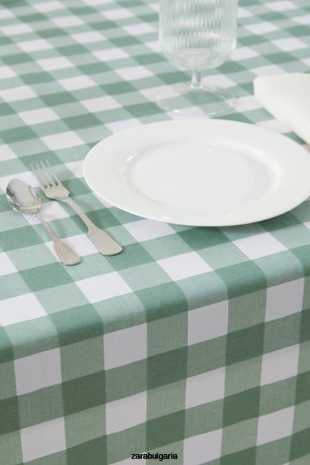 Zara аксесоари 66FT1669 унисекс смола карирана покривка зелено