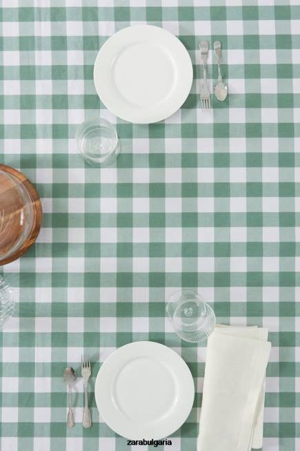 Zara аксесоари 66FT1669 унисекс смола карирана покривка зелено