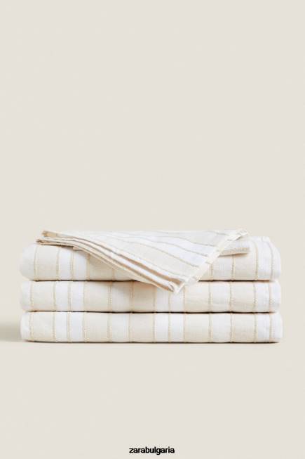 Zara аксесоари 66FT1672 унисекс раирана покривка с боядисана нишка екрю