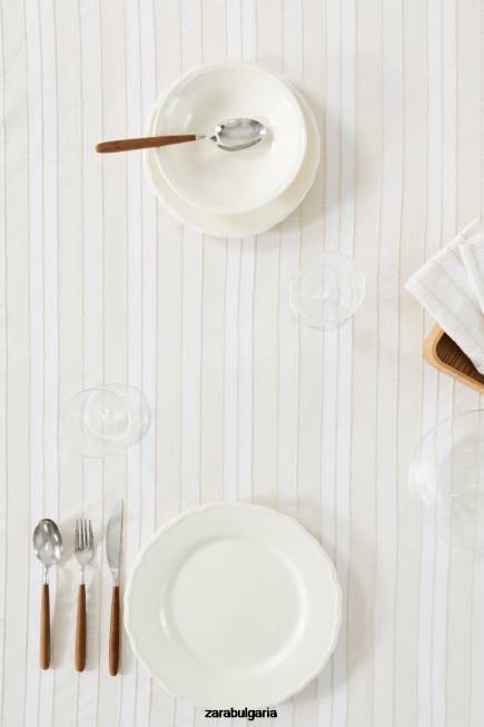 Zara аксесоари 66FT1672 унисекс раирана покривка с боядисана нишка екрю