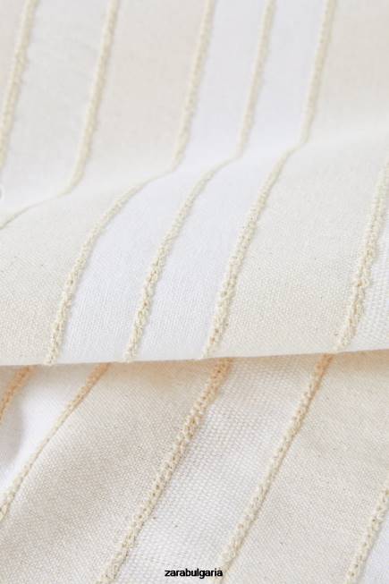 Zara аксесоари 66FT1672 унисекс раирана покривка с боядисана нишка екрю