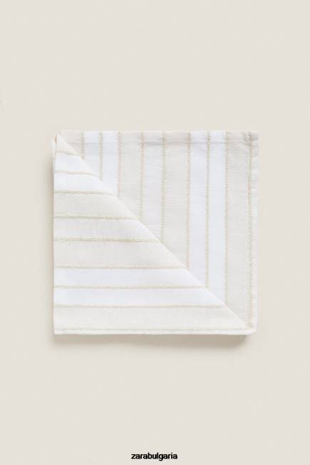 Zara аксесоари 66FT1673 унисекс раирани салфетки от боядисана нишка (пакет от 2) екрю