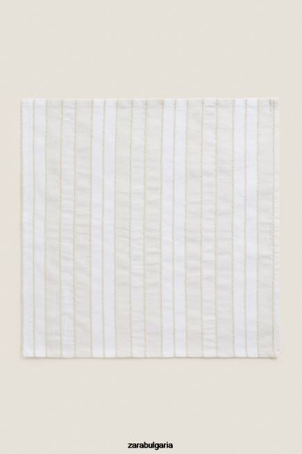 Zara аксесоари 66FT1673 унисекс раирани салфетки от боядисана нишка (пакет от 2) екрю
