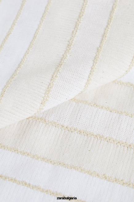 Zara аксесоари 66FT1673 унисекс раирани салфетки от боядисана нишка (пакет от 2) екрю