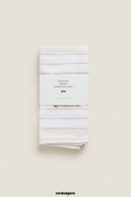 Zara аксесоари 66FT1673 унисекс раирани салфетки от боядисана нишка (пакет от 2) екрю
