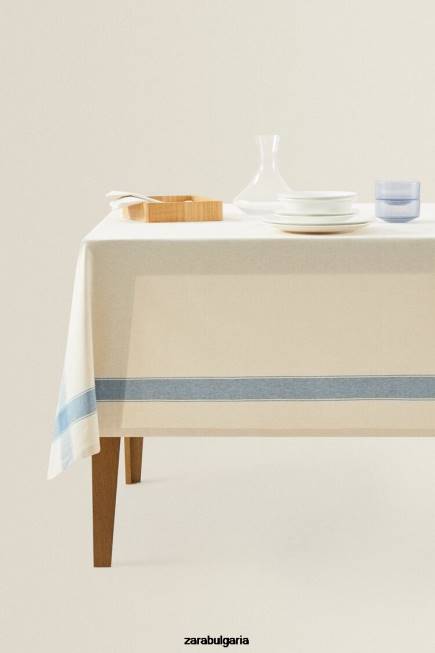 Zara аксесоари 66FT1674 унисекс раирана покривка с боядисана нишка син