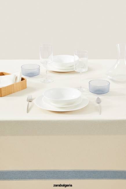 Zara аксесоари 66FT1674 унисекс раирана покривка с боядисана нишка син