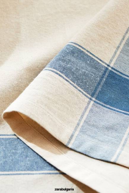 Zara аксесоари 66FT1674 унисекс раирана покривка с боядисана нишка син