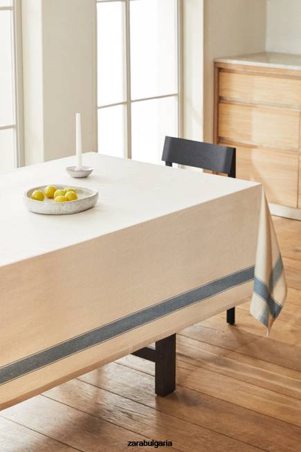 Zara аксесоари 66FT1674 унисекс раирана покривка с боядисана нишка син