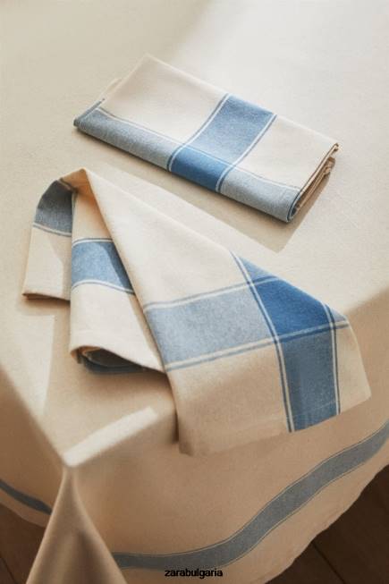 Zara аксесоари 66FT1675 унисекс раирани салфетки от боядисана нишка (пакет от 2) син