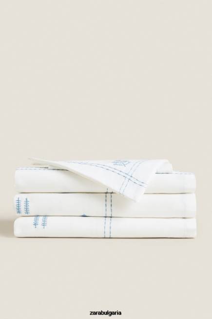 Zara аксесоари 66FT1676 унисекс покривка за маса с бродирани цветя син