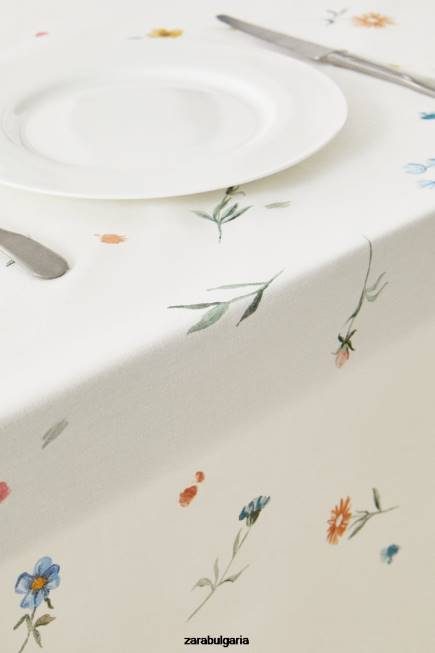 Zara аксесоари 66FT1678 унисекс покривка с флорален принт зелено