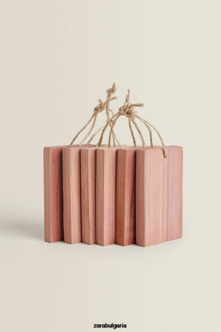 Zara аксесоари 66FT1765 унисекс кедрови блокове с примка за окачване (пакет от 6) светло бежово