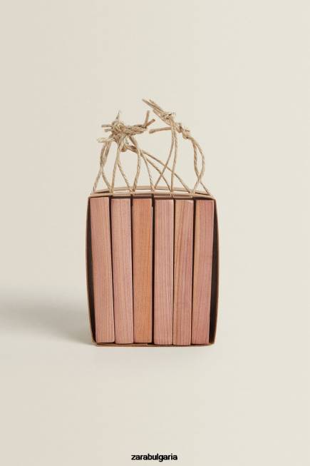 Zara аксесоари 66FT1765 унисекс кедрови блокове с примка за окачване (пакет от 6) светло бежово