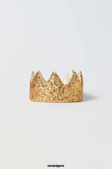 Zara облекло 66FT1597 деца пайети костюм корона златист