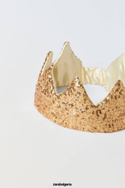 Zara облекло 66FT1597 деца пайети костюм корона златист