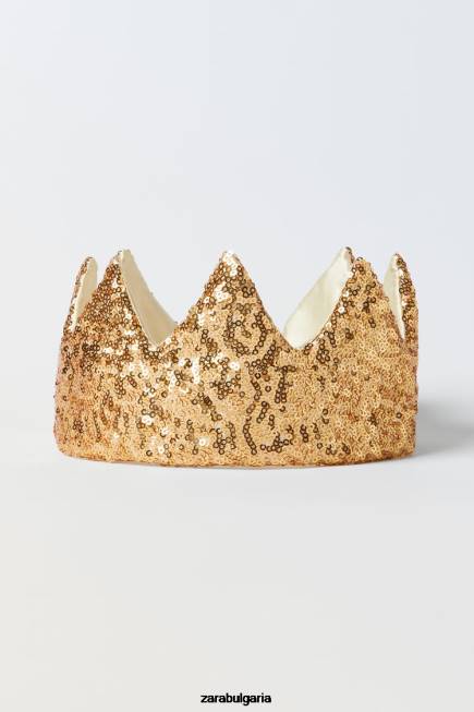 Zara облекло 66FT1597 деца пайети костюм корона златист