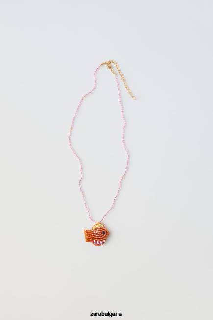 Zara облекло 66FT1604 деца огърлица от рибени мъниста оранжево