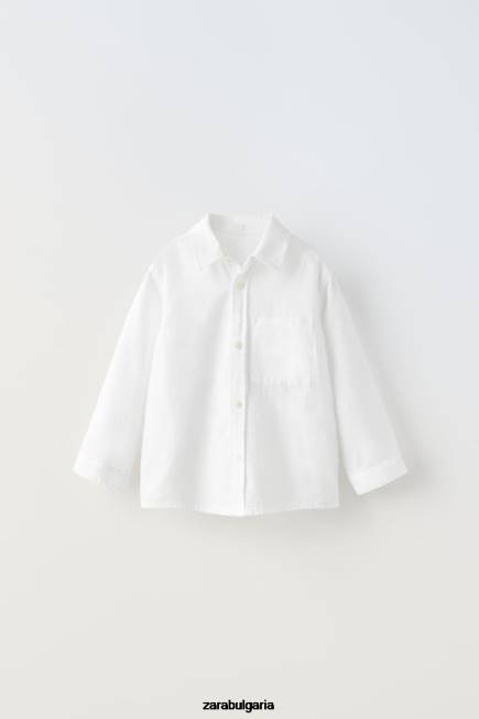 Zara облекло 66FT1605 деца основна риза бяло