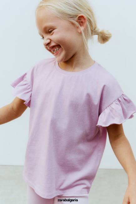 Zara облекло 66FT1612 деца горна част с волани лилаво