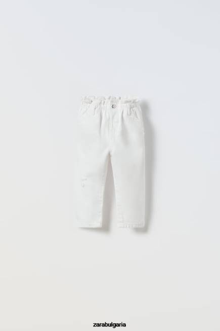 Zara облекло 66FT1619 деца автентичните дънки бяло