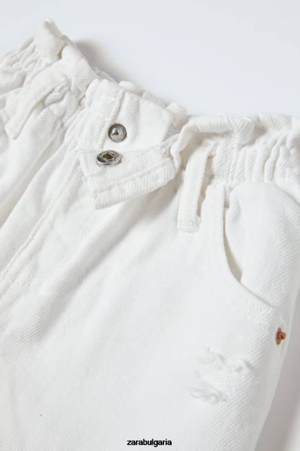 Zara облекло 66FT1619 деца автентичните дънки бяло