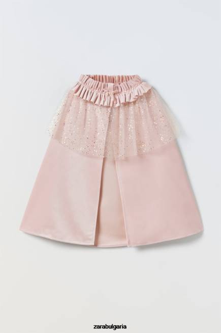 Zara облекло 66FT1620 деца костюм на принцеса от тюл розово