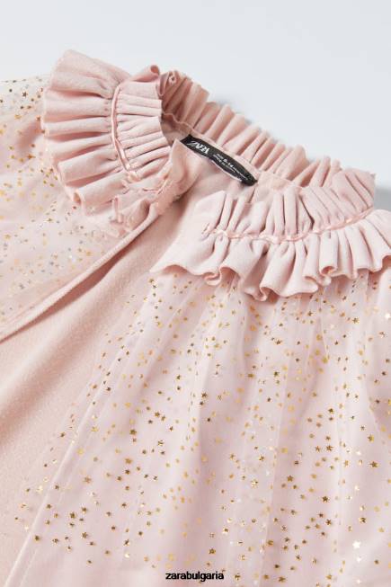 Zara облекло 66FT1620 деца костюм на принцеса от тюл розово
