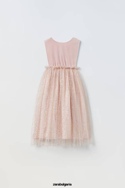Zara облекло 66FT1621 деца костюм на принцеса от тюл розово