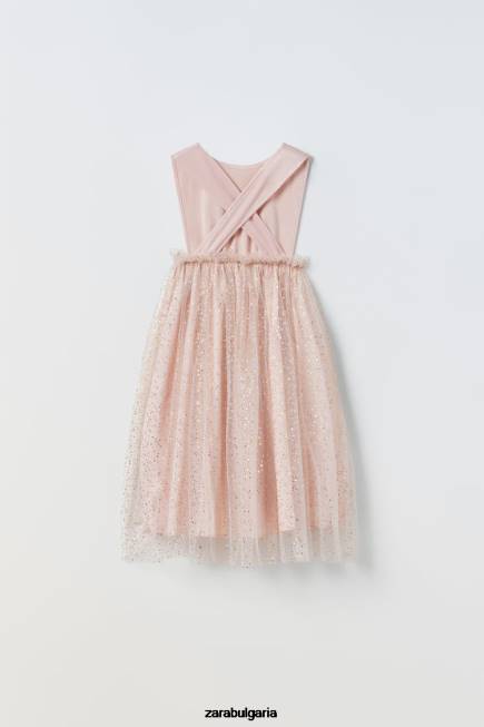 Zara облекло 66FT1621 деца костюм на принцеса от тюл розово