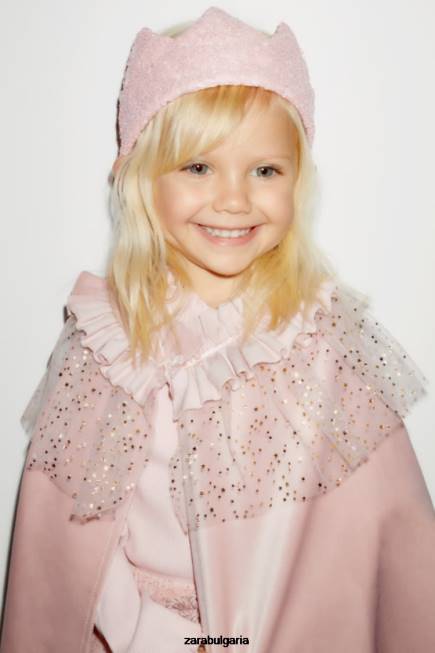 Zara облекло 66FT1623 деца пайети костюм корона розово