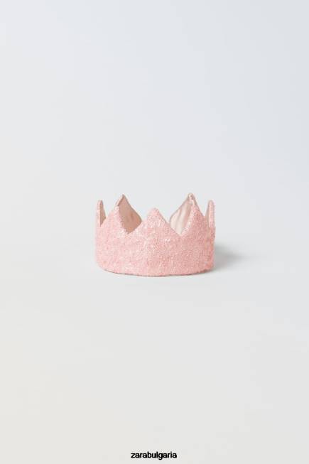 Zara облекло 66FT1623 деца пайети костюм корона розово