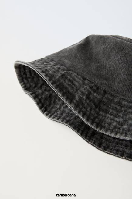 Zara аксесоари 66FT1541 деца дънкова шапка с етикет черен