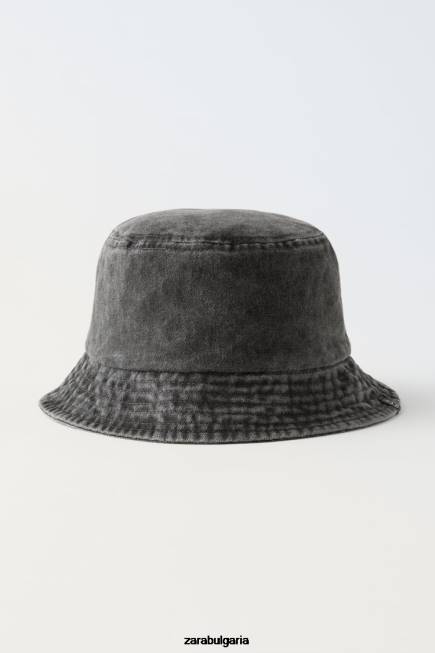 Zara аксесоари 66FT1541 деца дънкова шапка с етикет черен