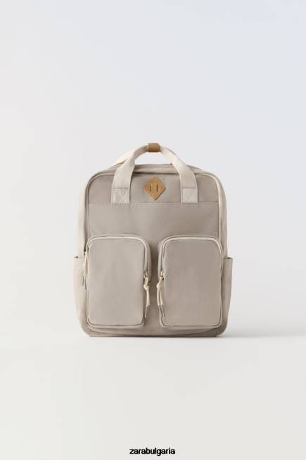 Zara аксесоари 66FT1543 деца ретро раница пясъчно кафяво