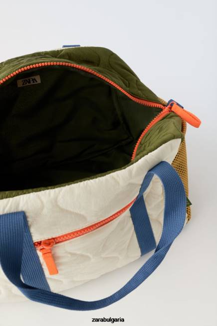 Zara аксесоари 66FT1558 деца многоцветна ватирана чанта мръсно бяло