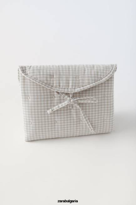 Zara аксесоари 66FT1568 деца пакет гингам чанти за бременни мръсно бяло