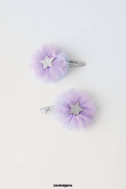 Zara аксесоари 66FT1611 деца две опаковки щипки за коса за костюм от тюл лилаво