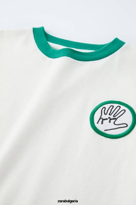 Zara облекло 66FT1519 деца тениска java jacobs бяла стрида