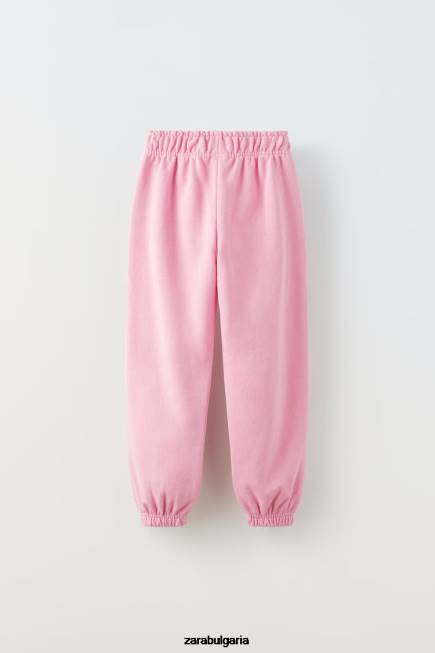 Zara облекло 66FT1529 деца основни плюшени панталони розово