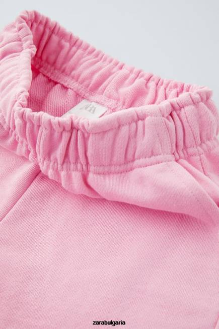 Zara облекло 66FT1529 деца основни плюшени панталони розово