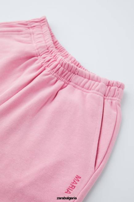 Zara облекло 66FT1529 деца основни плюшени панталони розово