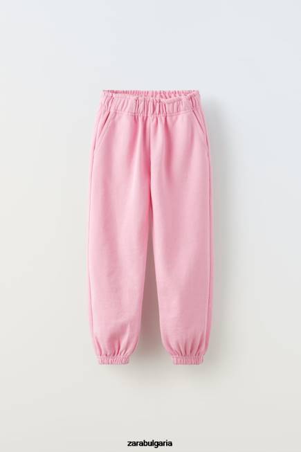 Zara облекло 66FT1529 деца основни плюшени панталони розово