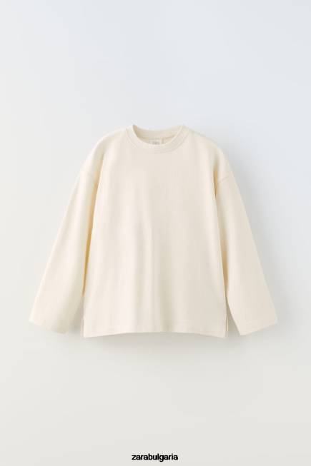 Zara облекло 66FT1530 деца премиум обикновена тениска екрю