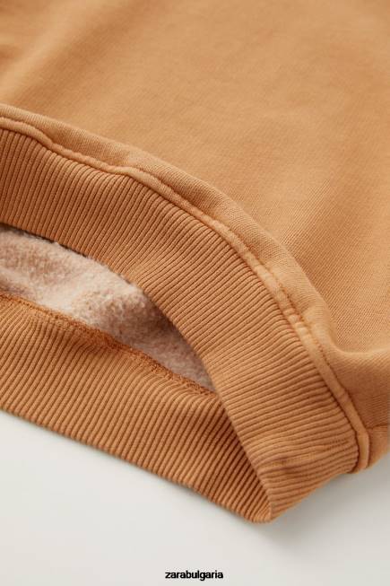 Zara облекло 66FT1560 деца изпрана дреха боядисана суичър ръжда