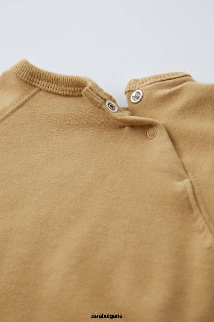 Zara облекло 66FT1574 деца комплект суичър и панталон тъмнокафяво