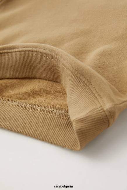 Zara облекло 66FT1574 деца комплект суичър и панталон тъмнокафяво