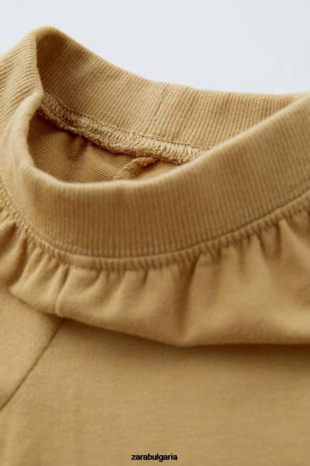 Zara облекло 66FT1574 деца комплект суичър и панталон тъмнокафяво
